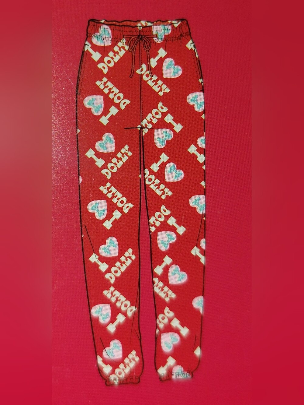 Dolly Parton- I Heart Dolly Christmas Red Jogger Pants - Womens 2XL NWT